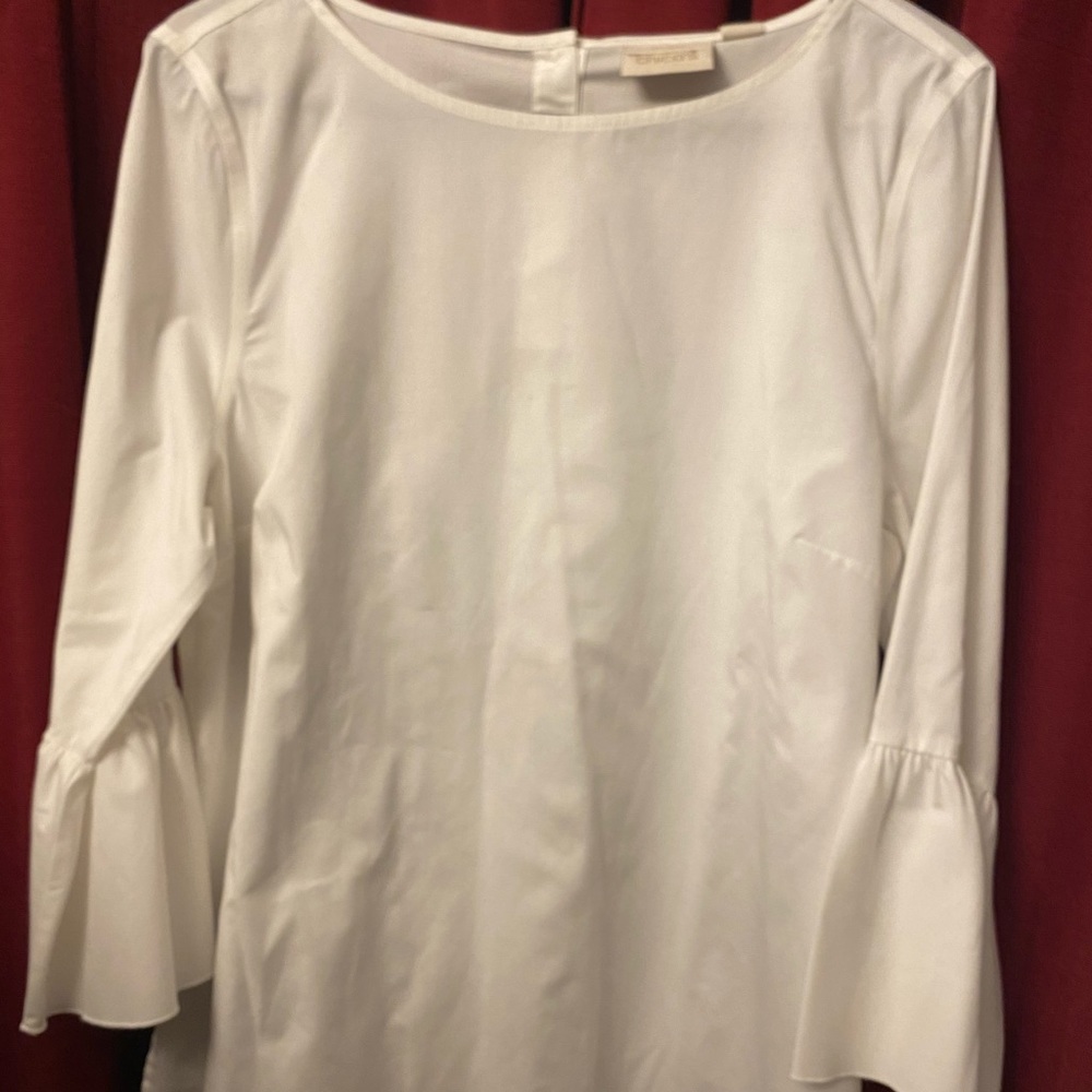 Chico’s - White Easy Care, ruffle arms, Size:2